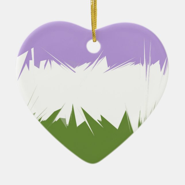 Funky Spiky ZigZag Abstract Genderqueer Pride Flag Ceramic Tree Decoration (Front)
