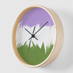 Funky Spiky ZigZag Abstract Genderqueer Pride Flag Clock