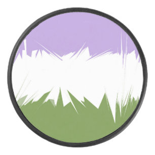 Funky Spiky ZigZag Abstract Genderqueer Pride Flag Hockey Puck