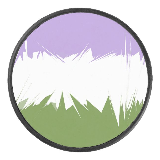 Funky Spiky ZigZag Abstract Genderqueer Pride Flag Hockey Puck (Front)