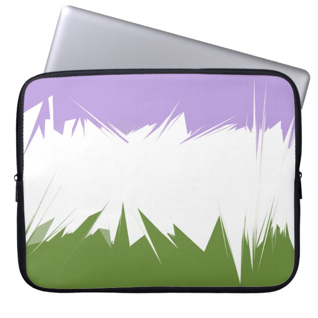 Funky Spiky ZigZag Abstract Genderqueer Pride Flag Laptop Sleeve (Front)