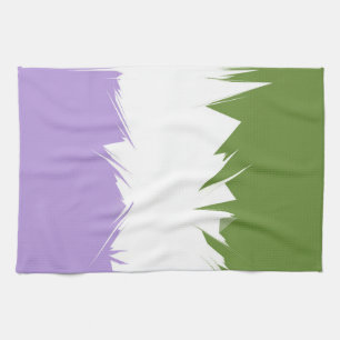 Funky Spiky ZigZag Abstract Genderqueer Pride Flag Tea Towel