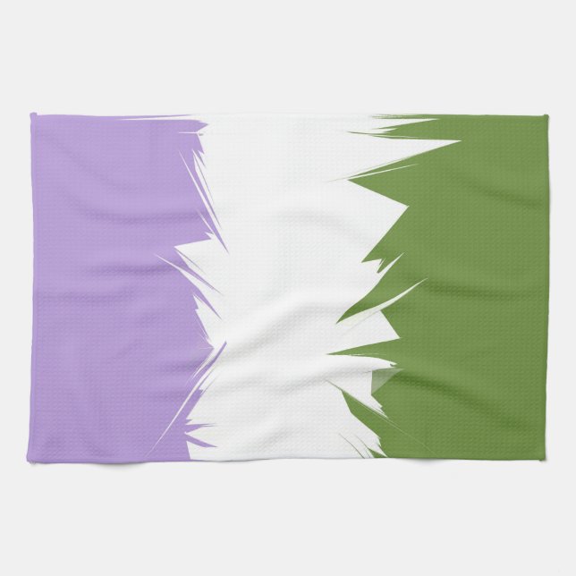 Funky Spiky ZigZag Abstract Genderqueer Pride Flag Tea Towel (Horizontal)