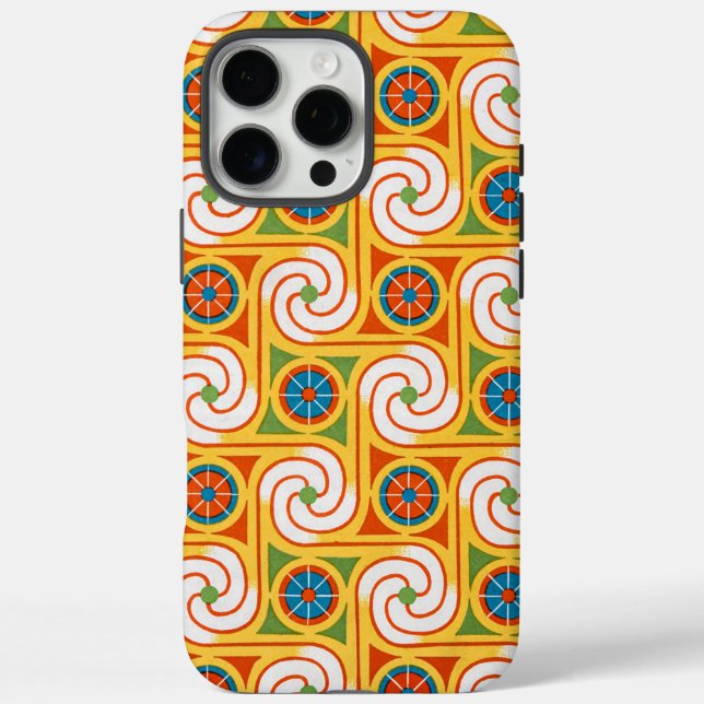 Funky Spiral 1970s Retro Fashion Circles Pattern Case-Mate iPhone Case (Back)