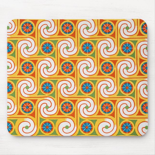 Funky Spiral 1970s Retro Fashion Swirl Mouse Mat (Front)