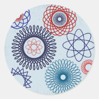 Funky Spirograph Geometric Pattern Blue Red
