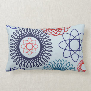 Funky Spirograph Geometric Pattern Blue Red Lumbar Cushion
