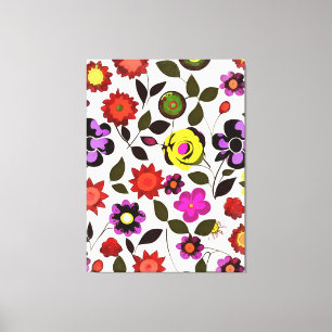 Funky Spring Flowers Seventies Style Canvas Print