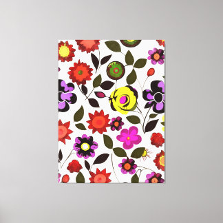 Funky Spring Flowers Seventies Style Canvas Print