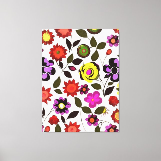 Funky Spring Flowers Seventies Style Canvas Print (Front)