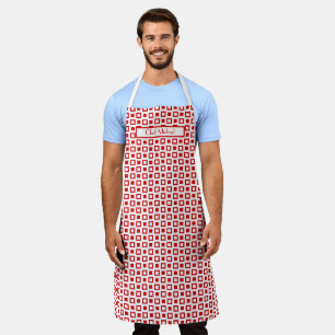Funky Squares Pattern DIY Colours Red White SV Apron