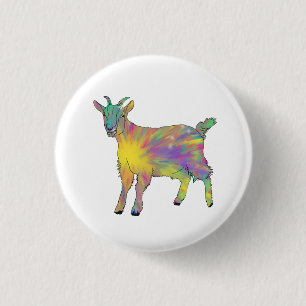 Funky Starburst Goat Colourful Cute Animal Art 3 Cm Round Badge