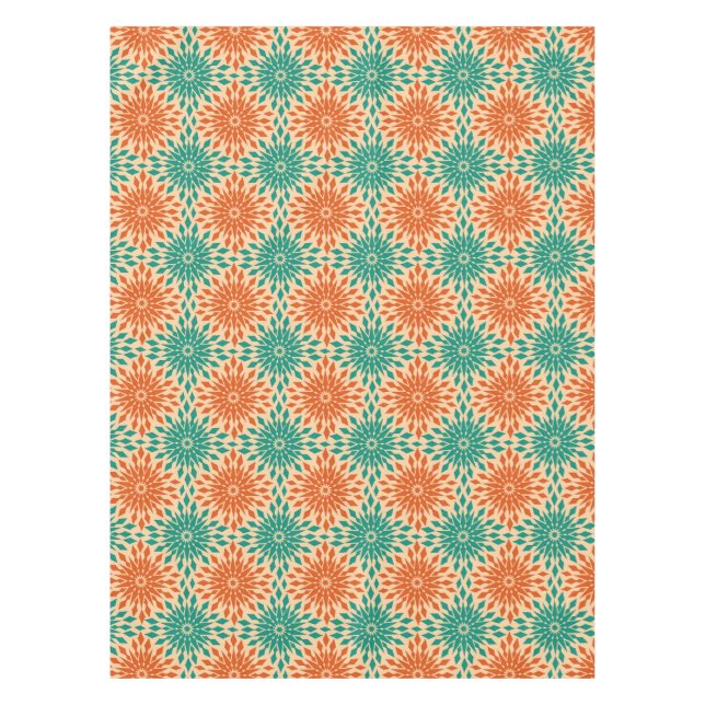 Funky Starburt Teal & Orange Design Tablecloth (Front)