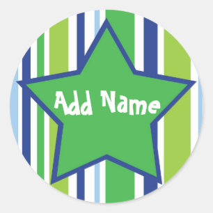 Funky Stars and Stipes Boys Green and Blue Sticker