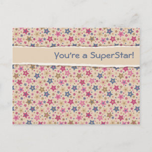 Funky Stars Beige Rose Postcard