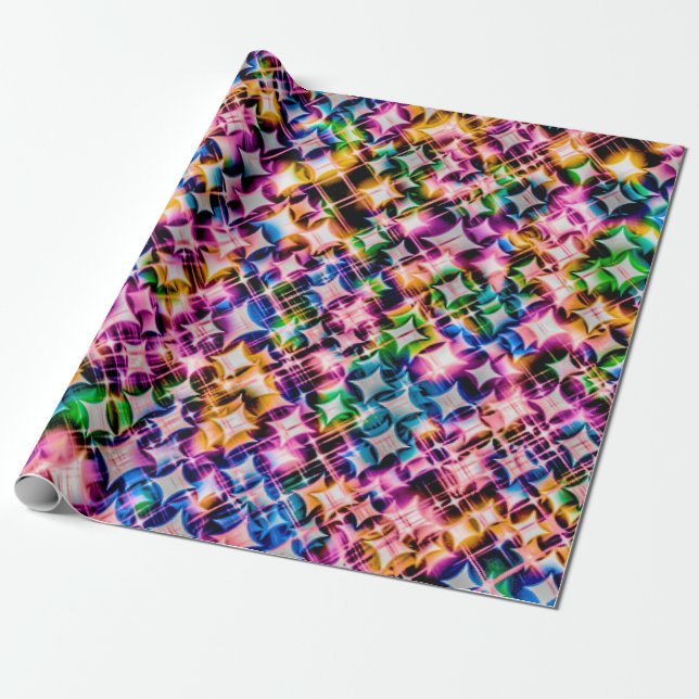 Funky Stars, colourful Wrapping Paper (Unrolled)