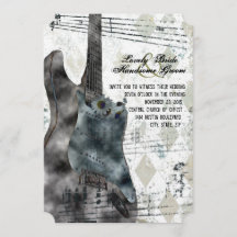Funky Steampunk Guitar Music Wedding Invitation
