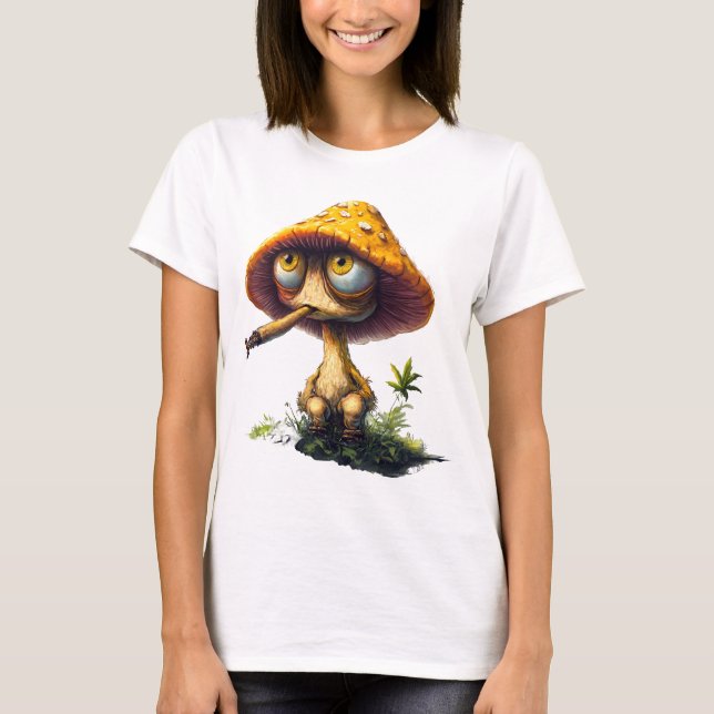 Funky Stoned Mushroom Cartoon T-Shirt (Front)