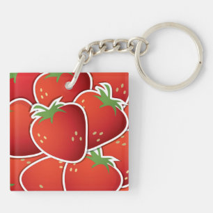 Funky strawberries key ring