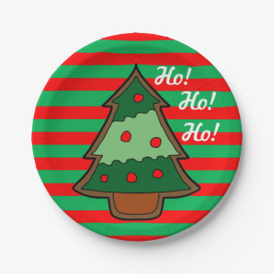 Funky Stripes and Christmas Tree Paper Plate
