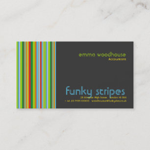 Funky Stripes Dark Grey Business Card
