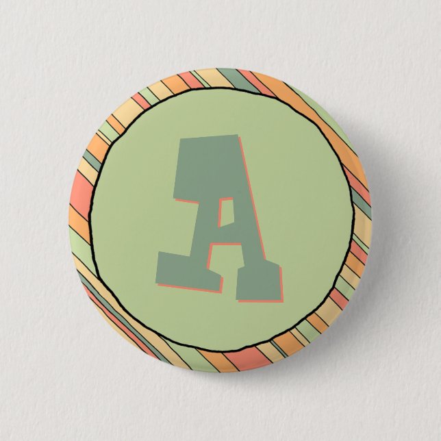 Funky Stripes Monogram Button (Front)