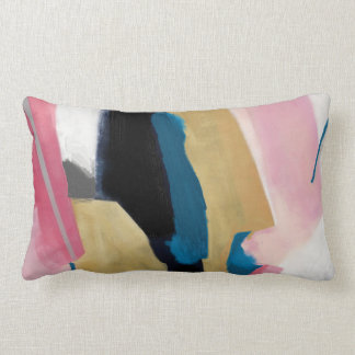 Funky Stripes /Teal Pink Gold Black Grey Lumbar Cushion
