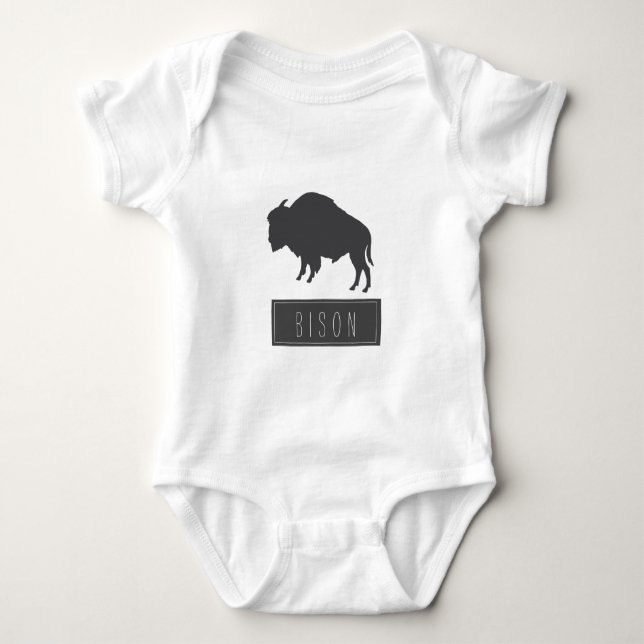 Funky Stylish Bison Minimalism Baby Bodysuit (Front)