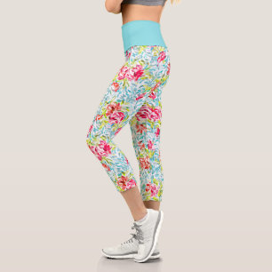 Funky Summer Colors Paint Splatter Art Pattern Capri Leggings