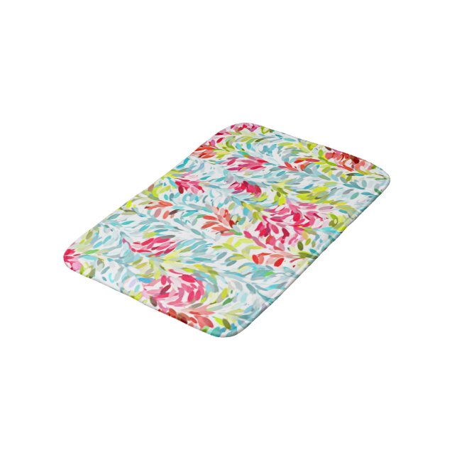 Funky Summer Colours Paint Splatter Art Pattern Bath Mat (Angled)