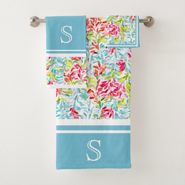 Funky Summer Colours Paint Splatter Pattern Custom Bath Towel Set (Insitu)