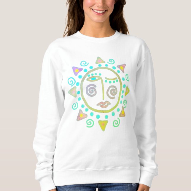 Funky Sun Face Abstract Wearable Art Sweatshirt (Front)