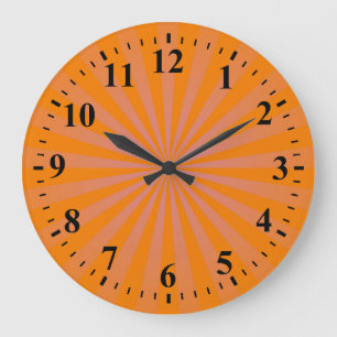 Funky Sun Rays Retro Stripes #4 Large Clock