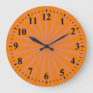 Funky Sun Rays Retro Stripes #4 Large Clock