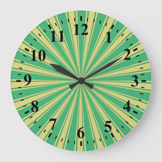 Funky Sun Rays Retro Stripes #5 Large Clock (Front)