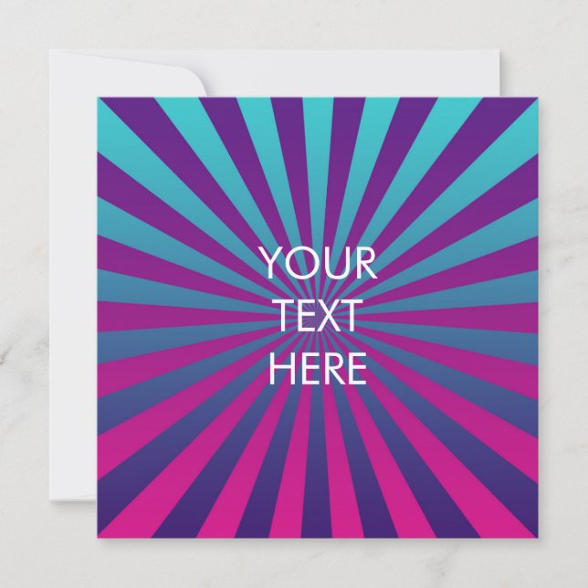 Funky Sunburst Pattern Blank Square Card (Front)