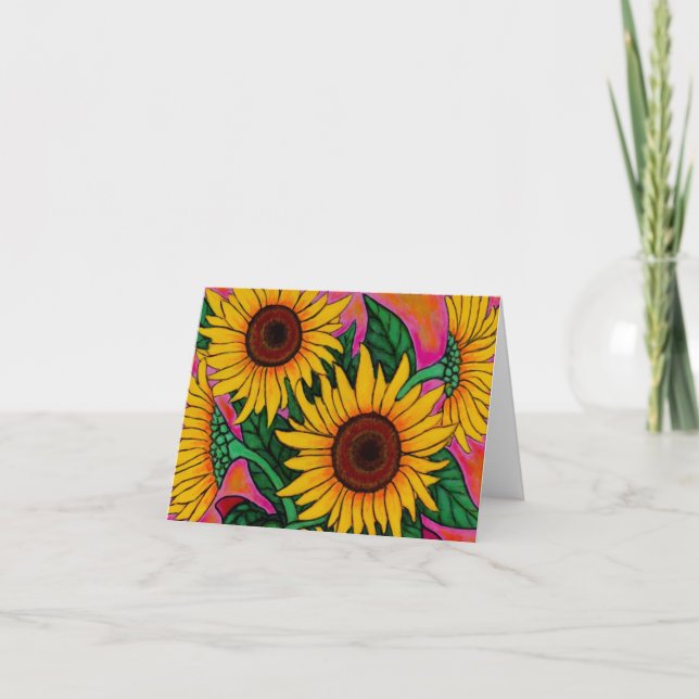 Funky Sunflowers Note Card (Front)
