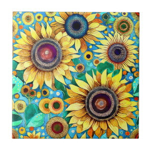 Funky Sunflowers Tile