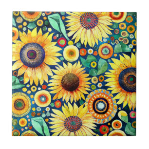 Funky Sunflowers Tile