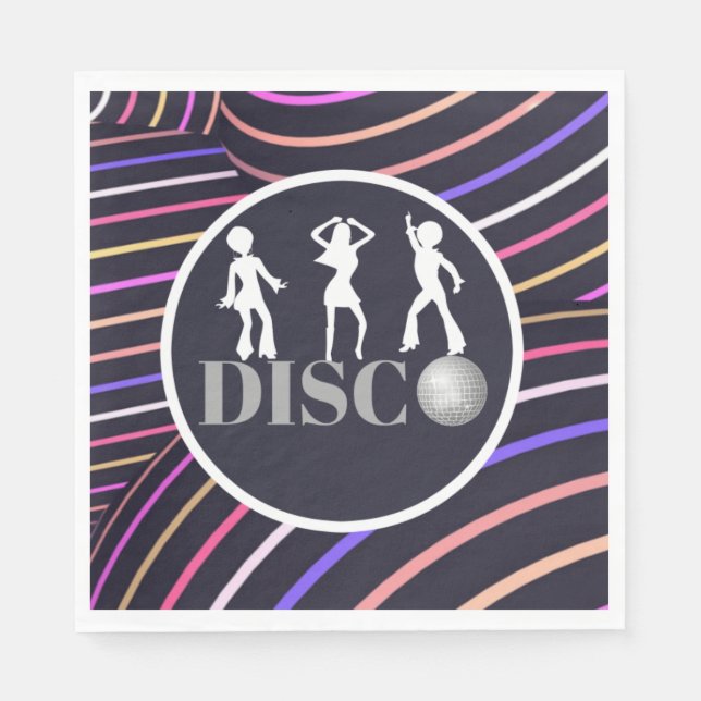 Funky Swirls Disco Theme 70's Party Napkin (Front)