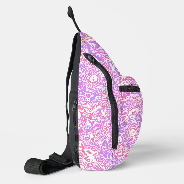 Funky Swirly Boho Hippie Colourful Abstract Marble Sling Bag (Left)
