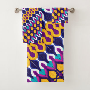 Funky symmetrical pattern bath towel set