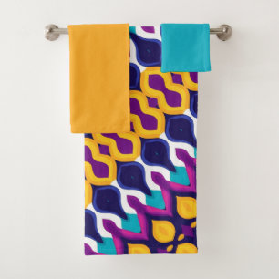 Funky symmetrical pattern bath towel set