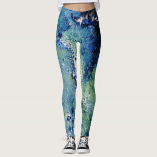 Funky Teal Abstract Art Leggings