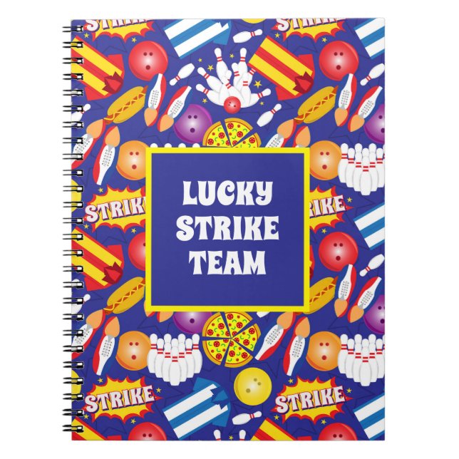 Funky Ten Pin Bowling Arcade Patterned Team League Notebook (Front)