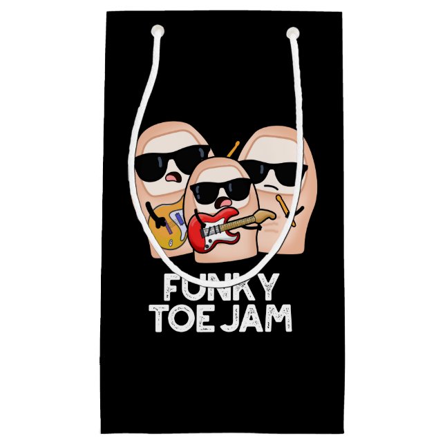 Funky Toe Jam Funny Music Pun Dark BG Small Gift Bag (Front)