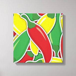 Funky traffic light chilli peppers canvas print