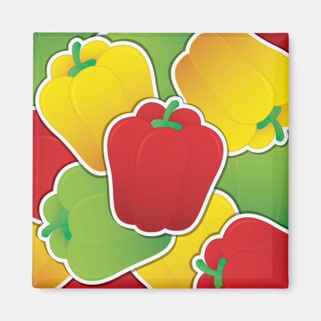 Funky traffic light peppers magnet (Front)
