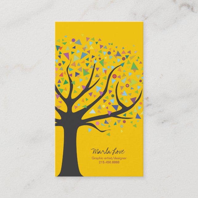Funky Tree Business Card Art Graphic designer (Front)