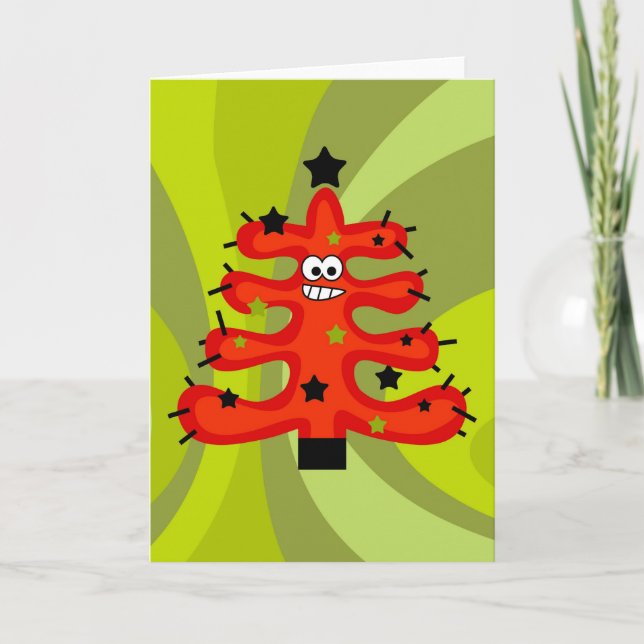 Funky Tree Holiday Card (Front)